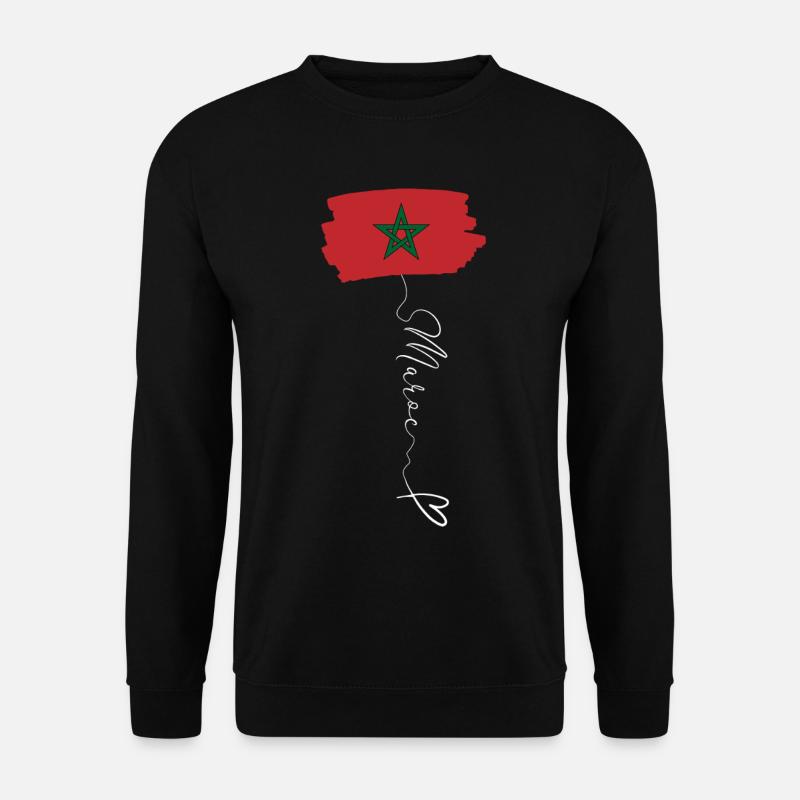 Marokko Flagge Rot Grün Pentagramm Emblem - Unisex Pullover - Schwarz