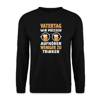 Drôle de cadeau de fête des pères papa bière - Sweat-shirt Unisexe - noir - Devant - Alina (178cm) & Michal (187cm)