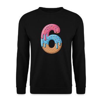 Eiscreme Zahl 6 Geburtstags Motiv Für Kinder - Unisex Sweatshirt - black - Front - Alina (178cm) & Michal (187cm)