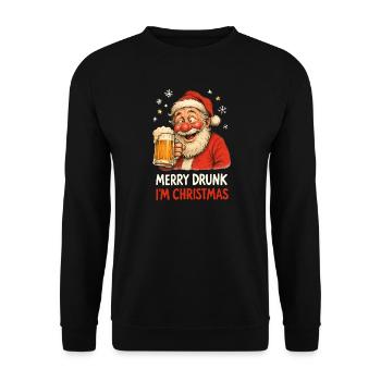 Weihnachtsmann Bier betrunken lustig Biertrinker - Unisex Pullover - Schwarz - Vorne - Alina (178cm) & Michal (187cm)
