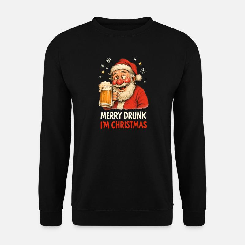 Weihnachtsmann Bier betrunken lustig Biertrinker - Unisex Pullover - Schwarz
