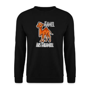 Caramel Camel - the funny cute camel melts! - Unisex Sweatshirt - black - Front - Alina (178cm) & Michal (187cm)