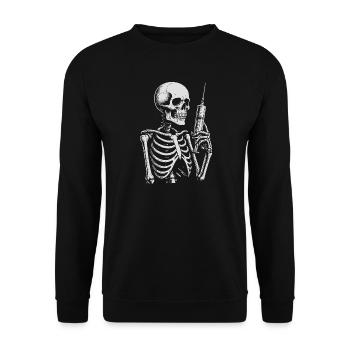 Skelettspritze Noir Tee - Unisex Pullover - Schwarz - Vorne - Alina (178cm) & Michal (187cm)