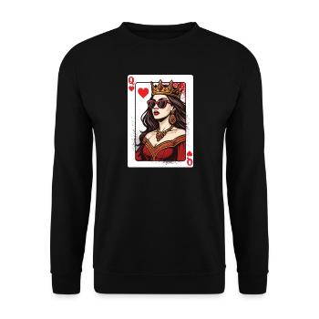 Queen Heart Card Matching Valentine Love Couple - Unisex Sweatshirt - black - Front - Alina (178cm) & Michal (187cm)