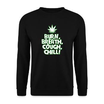 Burn Breath Cough Chill Cannabis Tea 420 Marijuana - Unisex Sweatshirt - black - Front - Alina (178cm) & Michal (187cm)