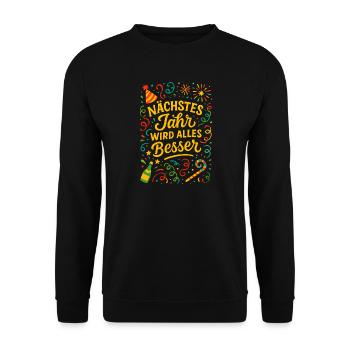 Feux d’artifice du réveillon du Nouvel An Confettis Chance Nouvelle Année - Sweat-shirt Unisexe - noir - Devant - Alina (178cm) & Michal (187cm)