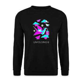 Dépliant 6 grues origami - Sweat-shirt Unisexe - noir - Devant - Alina (178cm) & Michal (187cm)