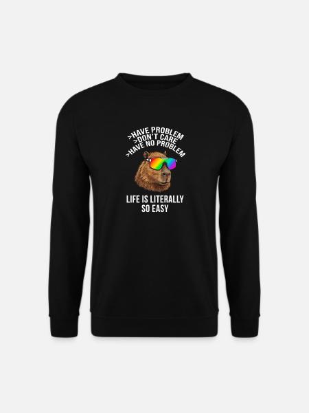 Cool Capybara Rainbow Sunglasses - animal meme - Unisex Sweatshirt - black