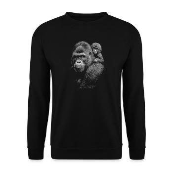 Gorilla with cub in black and white - Unisex Sweatshirt - black - Front - Alina (178cm) & Michal (187cm)