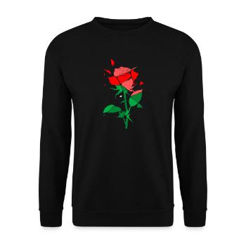 Contrast Rose: Red-Green PopArt Rose - Unisex Sweatshirt - black - Front - Alina (178cm) & Michal (187cm)