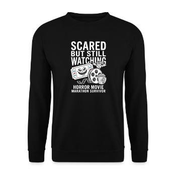 Scared But Still Watching Horror - Unisex Sweatshirt - black - Front - Alina (178cm) & Michal (187cm)