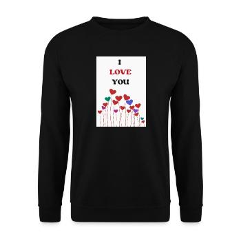 ICH LIEBE DICH. PAAR. GERADE VERHEIRATET. Junggesellinnenabschied - Unisex Pullover - Schwarz - Vorne - Alina (178cm) & Michal (187cm)