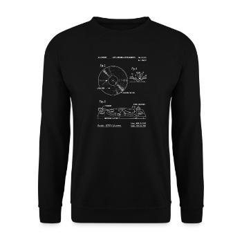 Plan de platine vinyle vinyle : diagramme audio rétro - Sweat-shirt Unisexe - noir - Devant - Alina (178cm) & Michal (187cm)