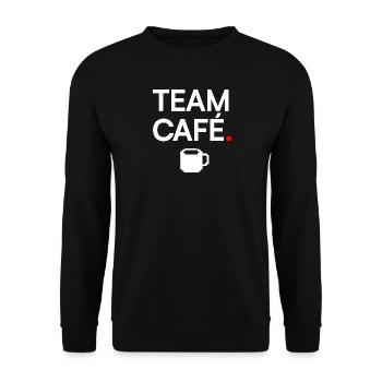 EAM CAFÉ | Minimaler Kaffeehumor - Unisex Pullover - Schwarz - Vorne - Alina (178cm) & Michal (187cm)