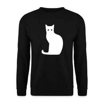 Katze Silhouette Minimal Design Cat Lover Katzen - Unisex Pullover - Schwarz - Vorne - Alina (178cm) & Michal (187cm)