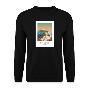Santorini Sunset Coastal View - Unisex Sweatshirt - black - Front - Alina (178cm) & Michal (187cm)