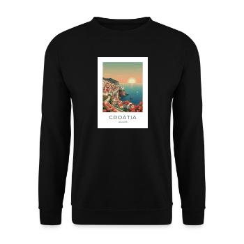 Kroatische Küstenidylle Sonnenuntergang - Unisex Pullover - Schwarz - Vorne - Alina (178cm) & Michal (187cm)