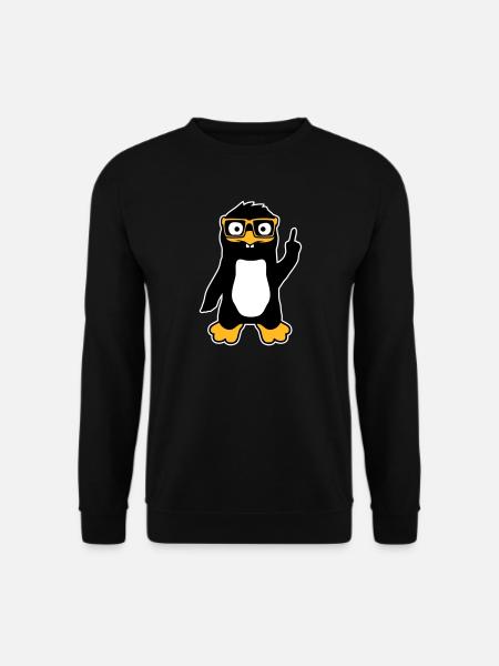 Pingvin Nørd briller Pegefinger selvtilfreds Lus - Unisex sweater - sort