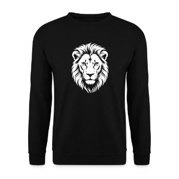 Lion Head Contrast Silhouette - Unisex Sweatshirt - black - Front - Alina (178cm) & Michal (187cm)