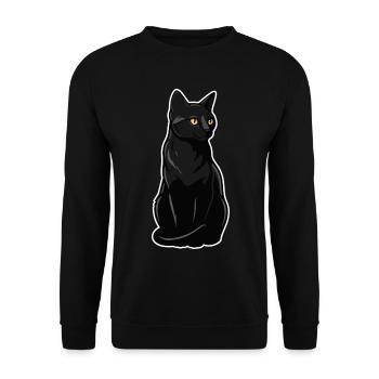 Black Cat Sitting Yellow Eyes Elegant Portrait - Unisex Sweatshirt - black - Front - Alina (178cm) & Michal (187cm)