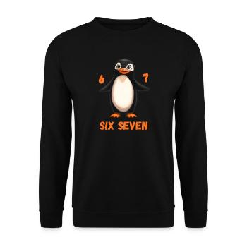 Six Seven 67 Penguin Funny Meme Design - Unisex Sweatshirt - black - Front - Alina (178cm) & Michal (187cm)