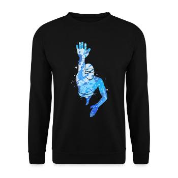 Schwimmen bunt Schwimm Herren Schwimmer Jungen - Unisex Pullover - Schwarz - Vorne - Alina (178cm) & Michal (187cm)