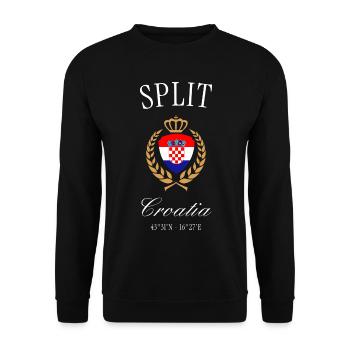 Couronne des armoiries de Croatie Split – Souvenir de voyage - Sweat-shirt Unisexe - noir - Devant - Alina (178cm) & Michal (187cm)