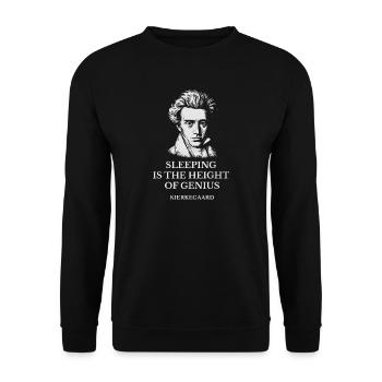 Kierkegaard Schlafgenie-Tee - Unisex Pullover - Schwarz - Vorne - Alina (178cm) & Michal (187cm)