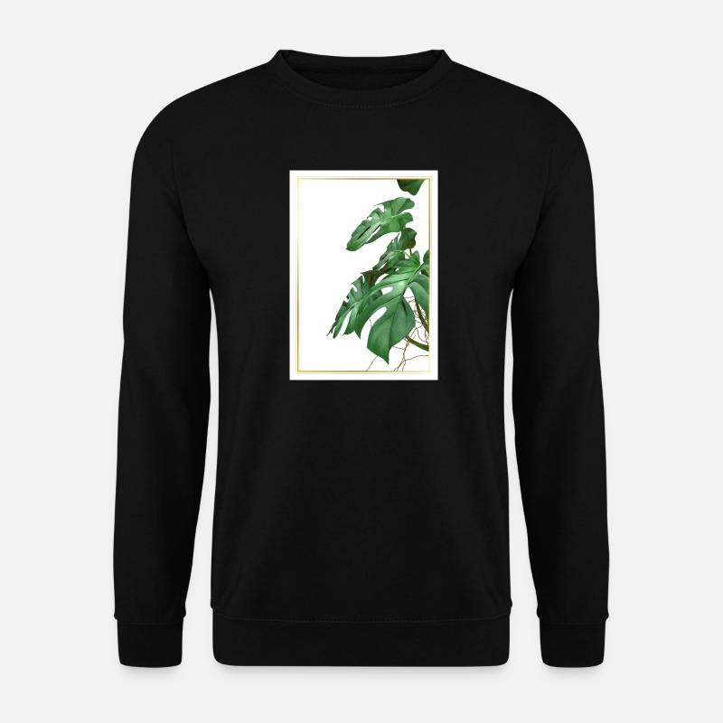Monstera Blätter im Goldrahmen - Unisex Pullover - Schwarz