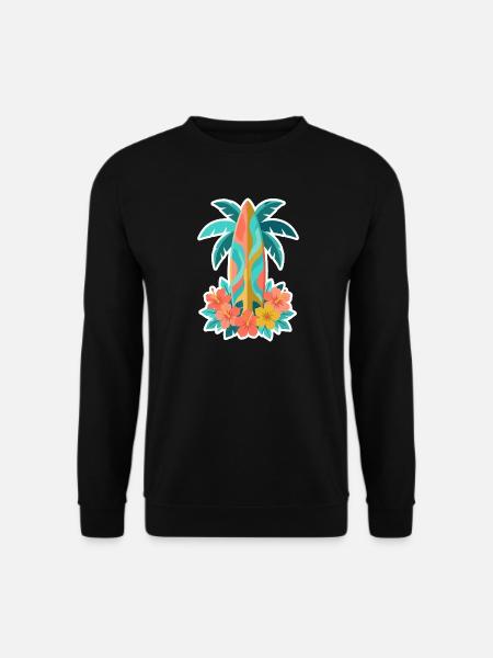 Tropical Surfboard Hibiscus Bloom - Unisex Sweatshirt - black