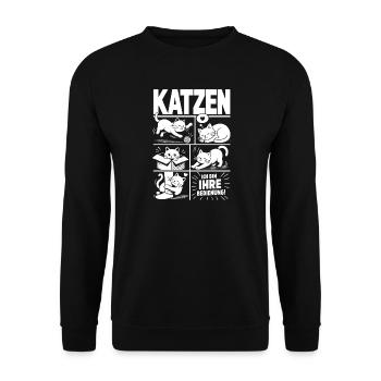 Katzen Humor Ich bin Ihre Bedienung - Unisex Pullover - Schwarz - Vorne - Alina (178cm) & Michal (187cm)