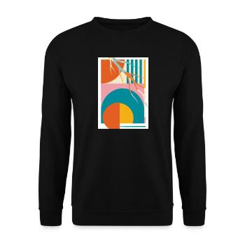 Abstrakte Geometrie mit organischen Linien Retro  - Unisex Pullover - Schwarz - Vorne - Alina (178cm) & Michal (187cm)
