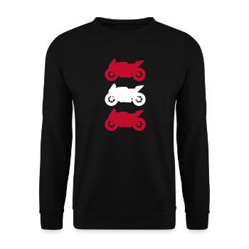 Motorrad Österreich Flagge Motorsport Biker - Unisex Pullover - Schwarz - Vorne - Alina (178cm) & Michal (187cm)