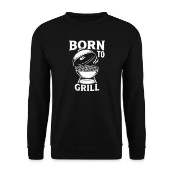 Born to Grill BBQ Grillmeister Fleisch Geschenk - Unisex Pullover - Schwarz - Vorne - Alina (178cm) & Michal (187cm)