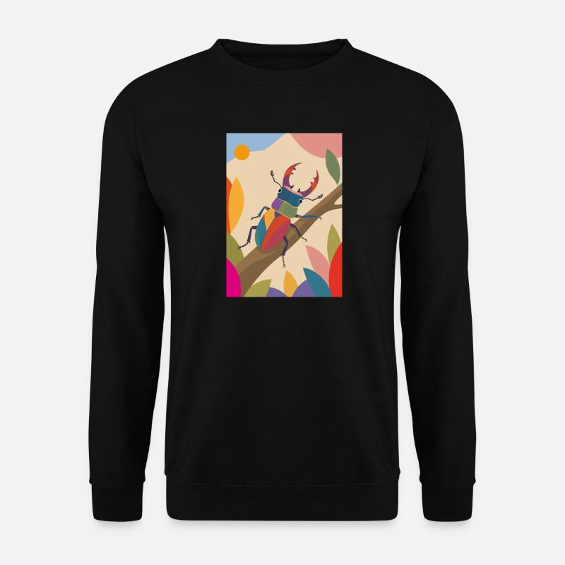 Bunter Hirschkäfer im Naturstil - Unisex Pullover - Schwarz