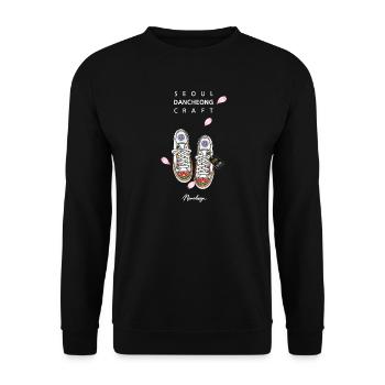 Koreanische Streetwear-Design-Sneaker - Unisex Pullover - Schwarz - Vorne - Alina (178cm) & Michal (187cm)