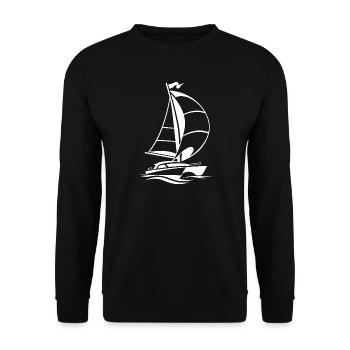Sailing Catamaran Yacht Sailing Silhouette - Unisex Sweatshirt - black - Front - Alina (178cm) & Michal (187cm)