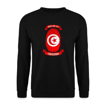 Mon ADN Tunisienne - Cadeau Tunisien, Tunisienne - Sweat-shirt Unisexe - noir - Devant - Alina (178cm) & Michal (187cm)