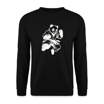 panda_kung_fu- - Unisex Pullover - Schwarz - Vorne - Alina (178cm) & Michal (187cm)