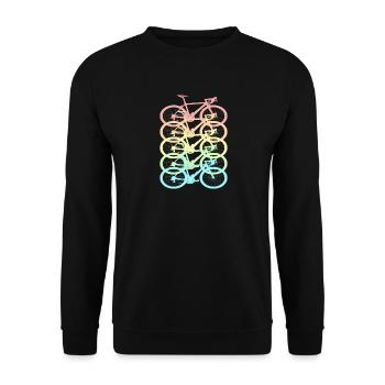 Fahrrad Retro Pastell Regenbogen - Unisex Pullover - Schwarz - Vorne - Alina (178cm) & Michal (187cm)