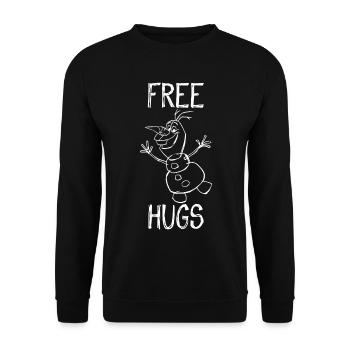 Frozen Free Hugs Und Olaf Weiß - Unisex Pullover - Schwarz - Vorne - Alina (178cm) & Michal (187cm)