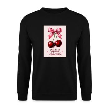 Kirschenzauber mit rosa Schleife - Unisex Pullover - Schwarz - Vorne - Alina (178cm) & Michal (187cm)