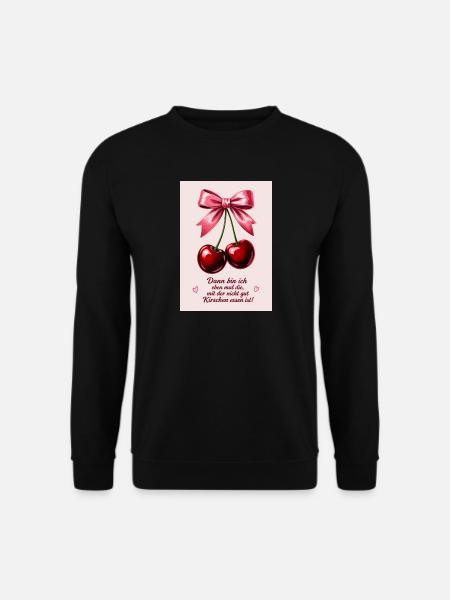 Kirschenzauber mit rosa Schleife - Unisex Pullover - Schwarz