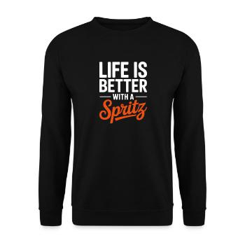 Life Is Better With A Spritz Aperitivo - Unisex Pullover - Schwarz - Vorne - Alina (178cm) & Michal (187cm)