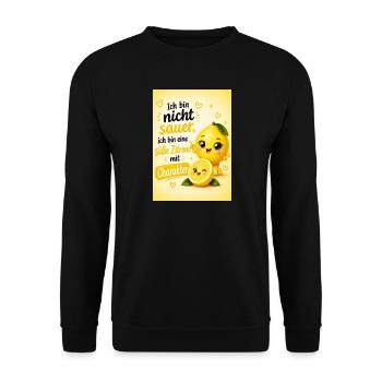 Charakterstarke, süße Zitrone - Unisex Pullover - Schwarz - Vorne - Alina (178cm) & Michal (187cm)