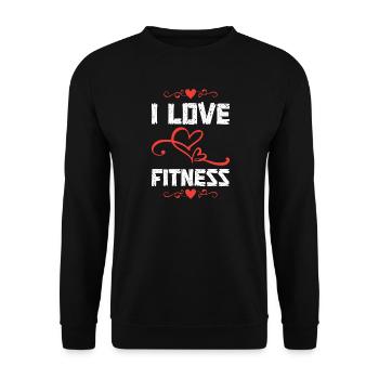 I Love Fitness Herz-Design - Unisex Pullover - Schwarz - Vorne - Alina (178cm) & Michal (187cm)