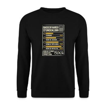 Baggerfahrer Stundenlohn Handwerker Bauarbeiter - Unisex Pullover - Schwarz - Vorne - Alina (178cm) & Michal (187cm)