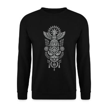 Totem-Geisterwächter - Unisex Pullover - Schwarz - Vorne - Alina (178cm) & Michal (187cm)