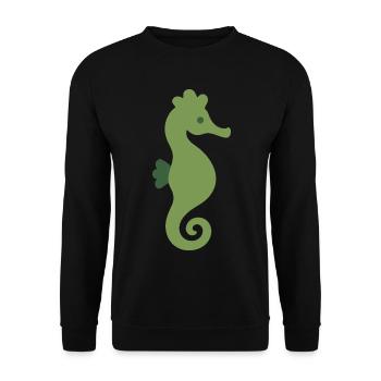Seepferdchen Meeresleben Geschenkidee Illustration - Unisex Pullover - Schwarz - Vorne - Alina (178cm) & Michal (187cm)