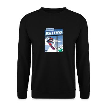 Tuxedo Cat Abfahrtsski-Comic - Unisex Pullover - Schwarz - Vorne - Alina (178cm) & Michal (187cm)